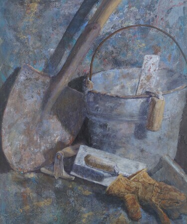 The Mason's Tools  24x30 inches  Acrylic  on Cradleboard